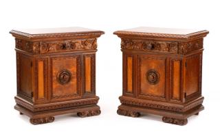 Appraisal: Pair of Renaissance Revival Walnut Side Tables Italian th century