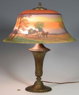 Appraisal: Pairpoint Reverse Painted Scenic Lamp Pairpoint reverse painted scenic lamp