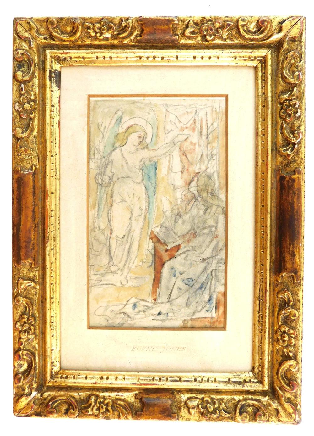 Appraisal: Possibly Edward Coley Burne-Jones British - mixed media drawing inscribed