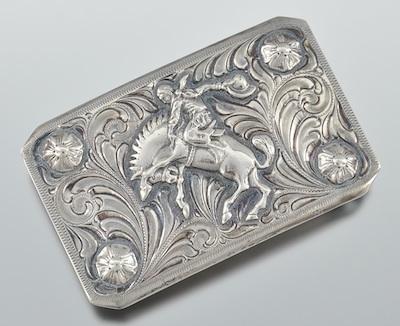 Appraisal: Edward H Bolin Silver Bronco Buster Buckle The heavy sterling