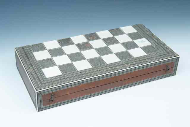 Appraisal: AN ANGLO INDIAN VIZAGAPATAM SANDALWOOD AND IVORY INLAID CHESS AND