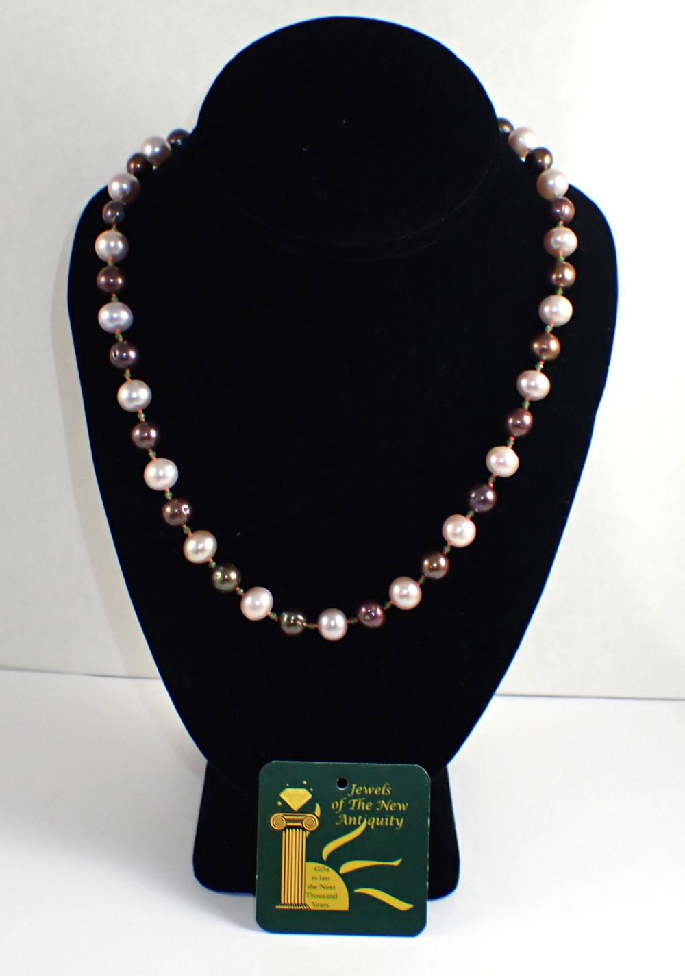 Appraisal: MULTI COLOR PEARL AND FOURTEEN KARAT GOLD NECKLACE - hand-knotted