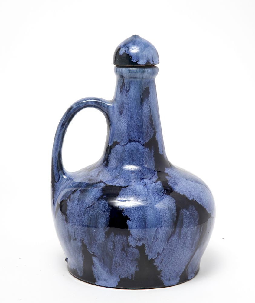 Appraisal: Blue Black Stoneware Musical Pottery Jug Glazed blue and black