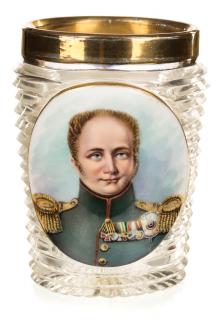 Appraisal: AN IMPERIAL CRYSTAL BEAKER WITH A PORTRAIT OF TSAR ALEXANDER