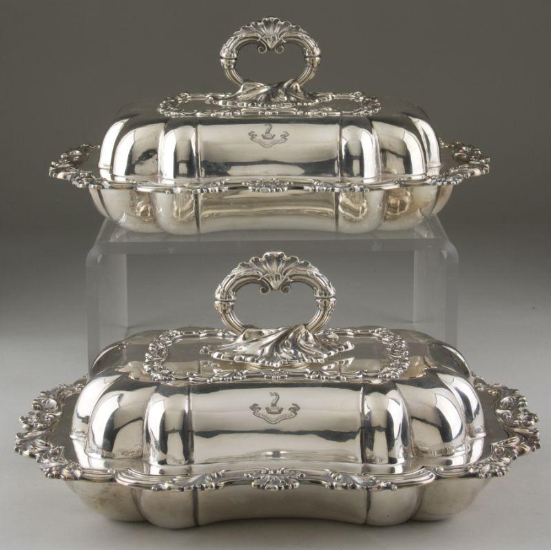 Appraisal: Pair of Walker Hall Covered Entree Dishes Sheffield silver plate