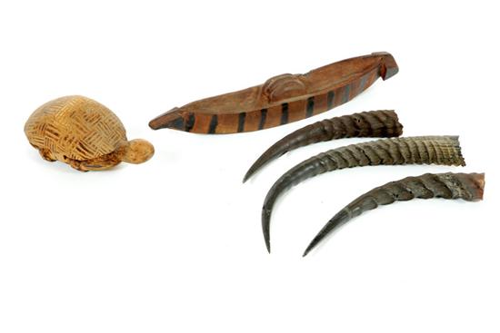 Appraisal: FIVE ITEMS Angola - wood pigment and horn Carving of