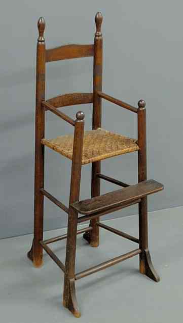 Appraisal: Child's maple highchair early th c with a splintwood seat