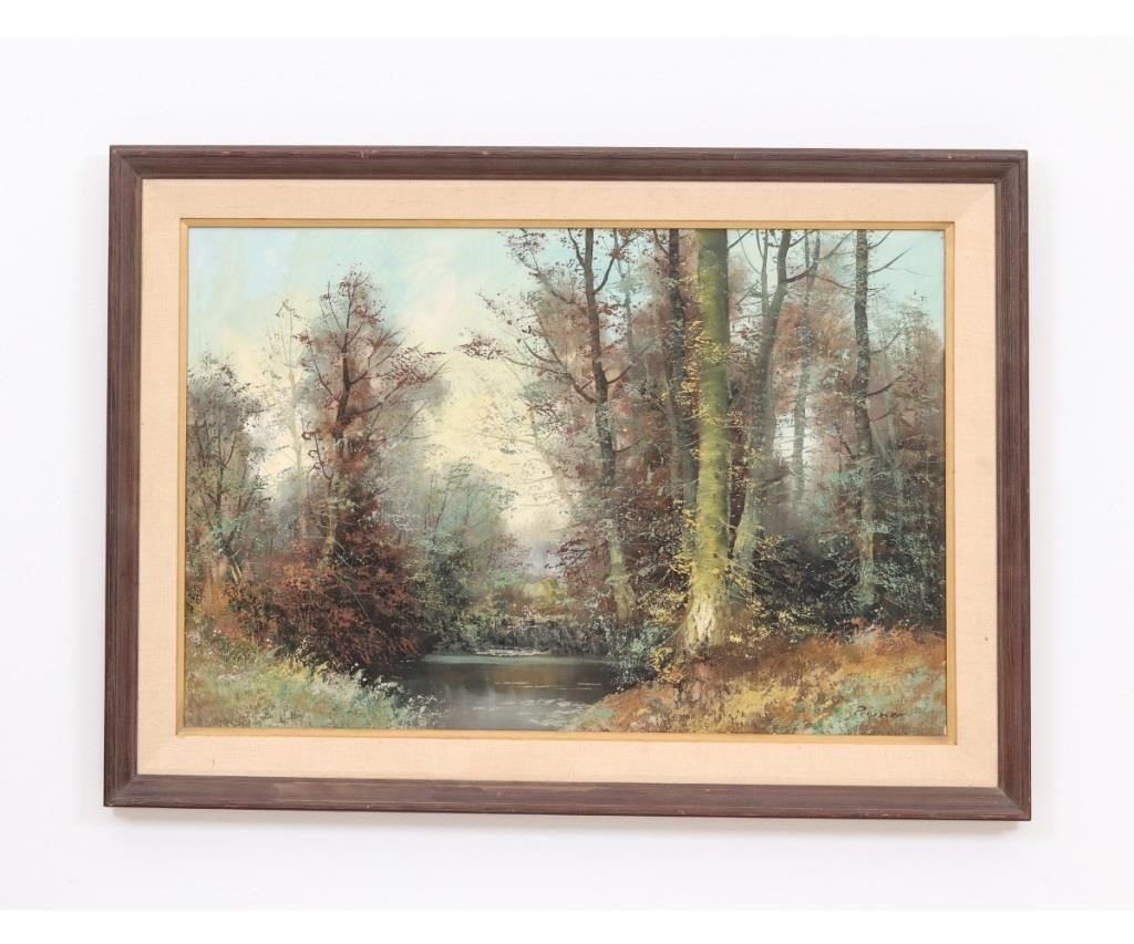 Appraisal: Zolton Preiner b Hungary oil on canvas of forest scene