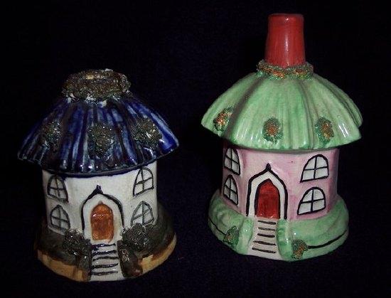 Appraisal: A Staffordshire pastille burner an octagonal cottage with blue ribbed