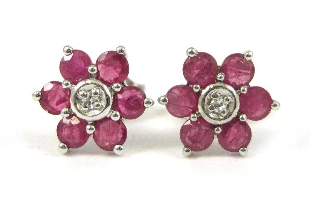 Appraisal: PAIR OF RUBY AND DIAMOND EARRINGS each k white gold