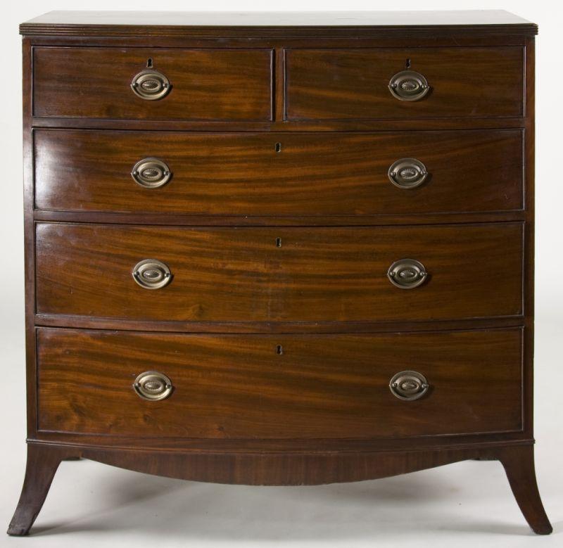 Appraisal: English Hepplewhite Bowfront Chest of Drawers early th century mahogany