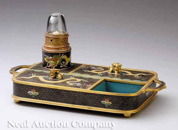 Appraisal: A Chinese Cloisonn Compartmental Desk Set c - rectangular form