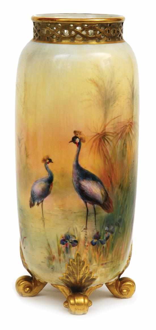 Appraisal: A Royal Worcester porcelain vase Signed Jas James Stinton circa