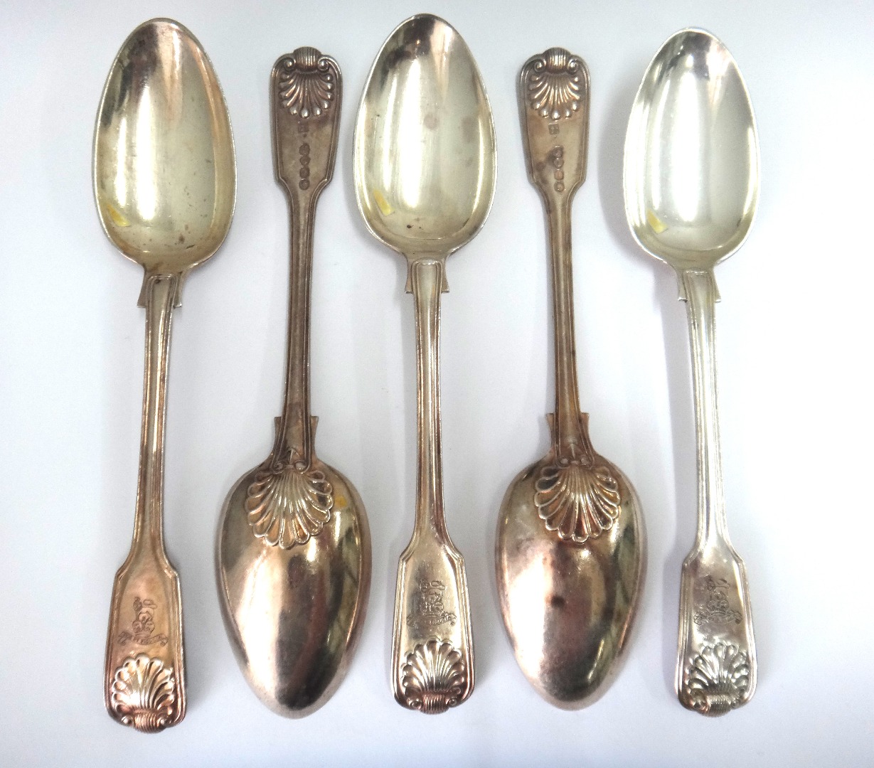 Appraisal: A matched set of nine Victorian silver fiddle thread and