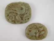 Appraisal: Two carved Chinese jade plaques largest approx x cm Provenance