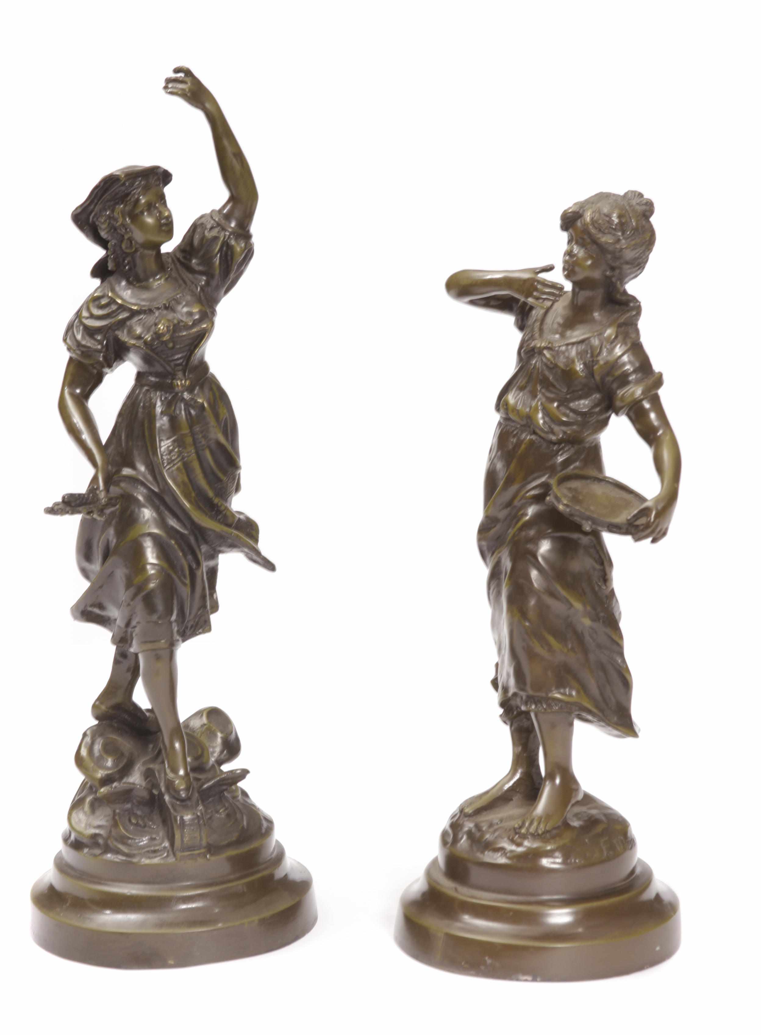 Appraisal: Two patinated bronze figures of peasants height in