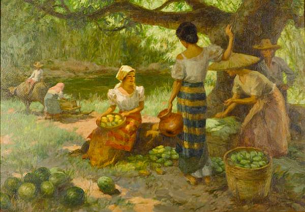 Appraisal: Fernando Cueto Amorsolo - Resting under the Mango Tree Oil