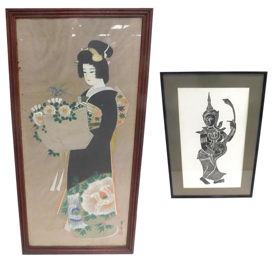 Appraisal: ASIAN Two th C works on paper and silk framed