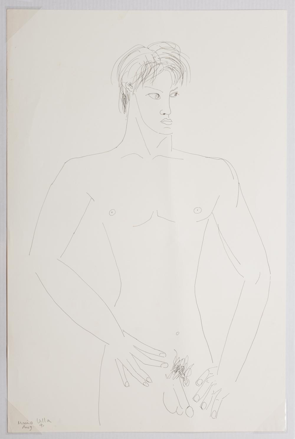 Appraisal: Mario Villa Nicaraguan New Orleans - Standing Male Nude ink