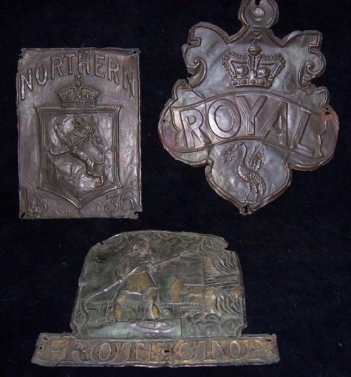 Appraisal: Four fire insurance badges Northern Royal and Protection and another