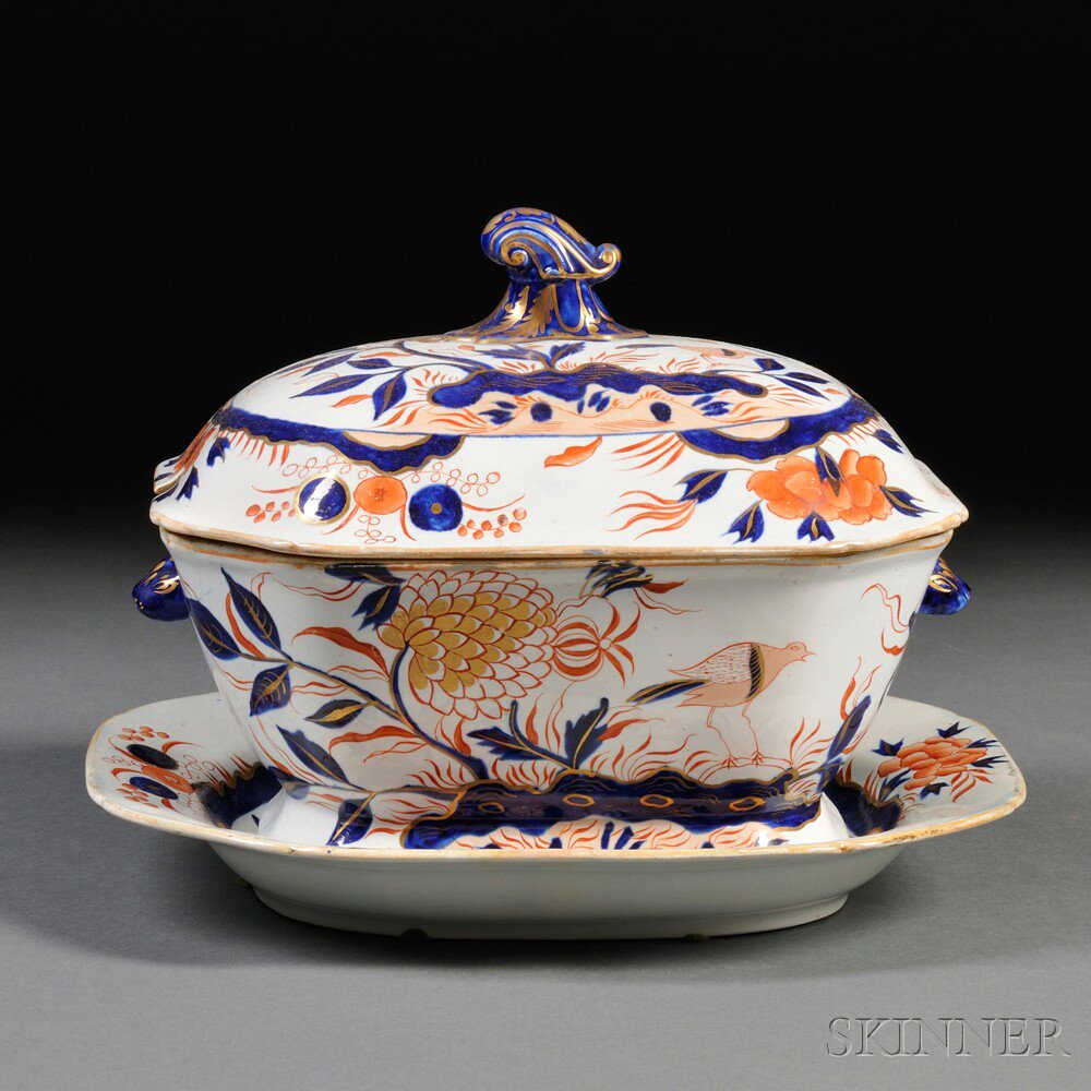 Appraisal: Mason's Ironstone Imari-decorated Covered Tureen and Undertray England c chamfered