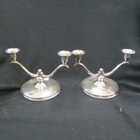 Appraisal: Pair of Silverplate Candleholders double sconce x