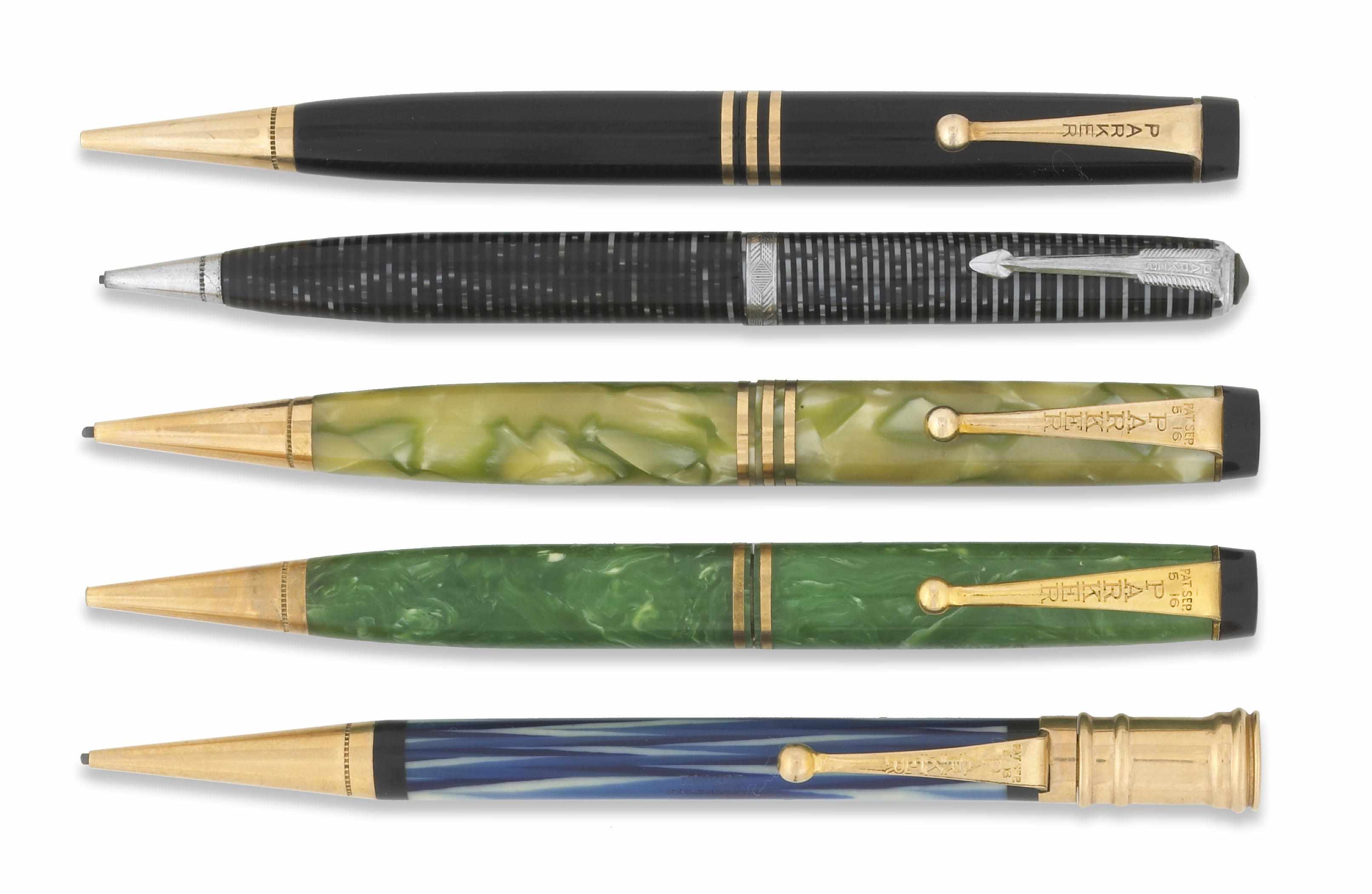 Appraisal: Lot of Parker Mechanical Pencils Jade Green Streamline Duofold Oversize