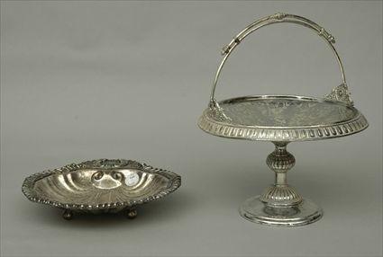 Appraisal: Silver-Plated Shell-Form Dish and Tazza