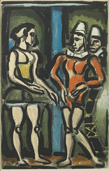 Appraisal: Georges Rouault French - Frontispiece-Parade Tristes OS Auguste from Cirque