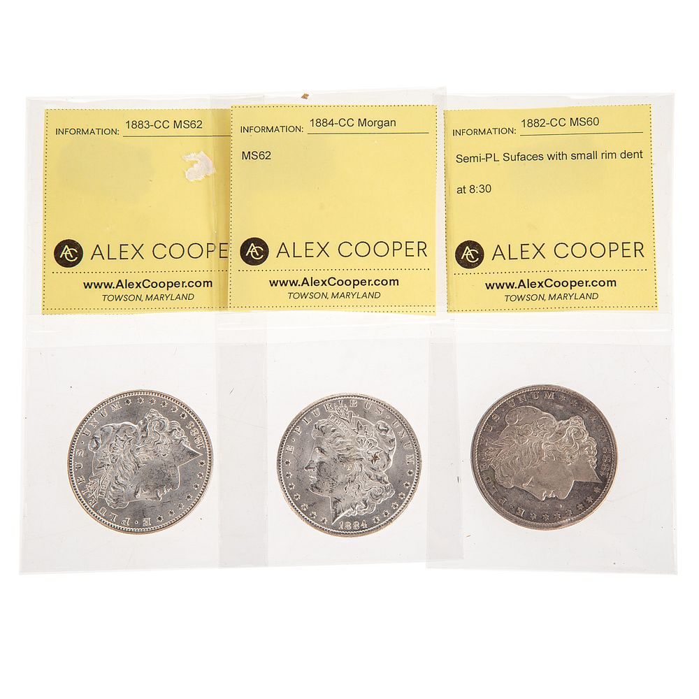 Appraisal: Three Uncirculated Morgan Dollar CC's - - -CC MS with