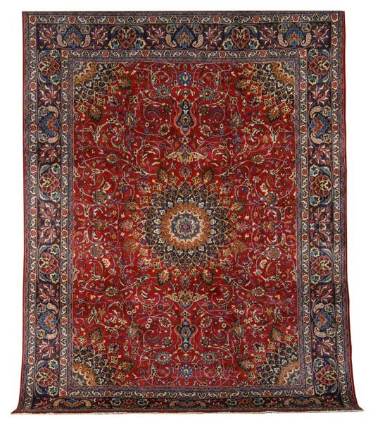 Appraisal: ORIENTAL RUG MESHED ' x ' Central medallion in blues