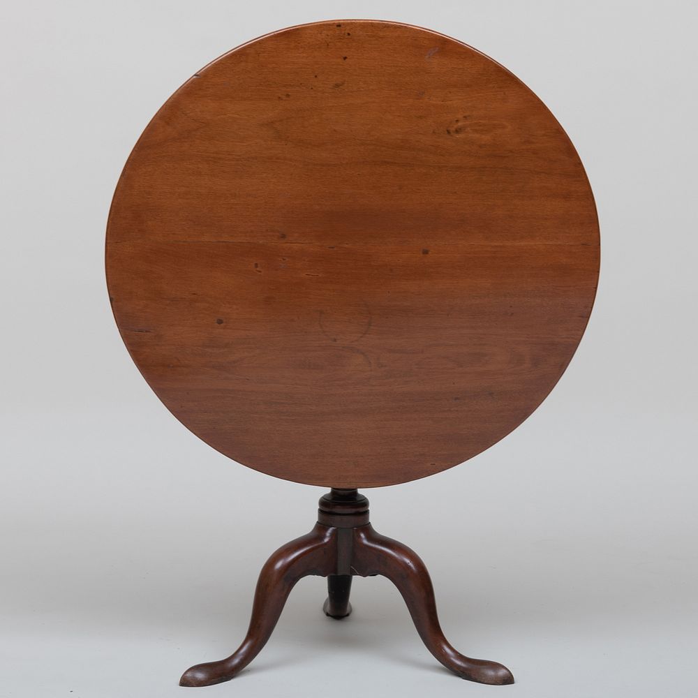 Appraisal: George III Mahogany Tilt-Top Tea Table x in diam Condition