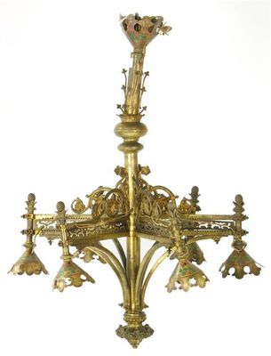 Appraisal: A th century French gilt brass six branch electrolier the