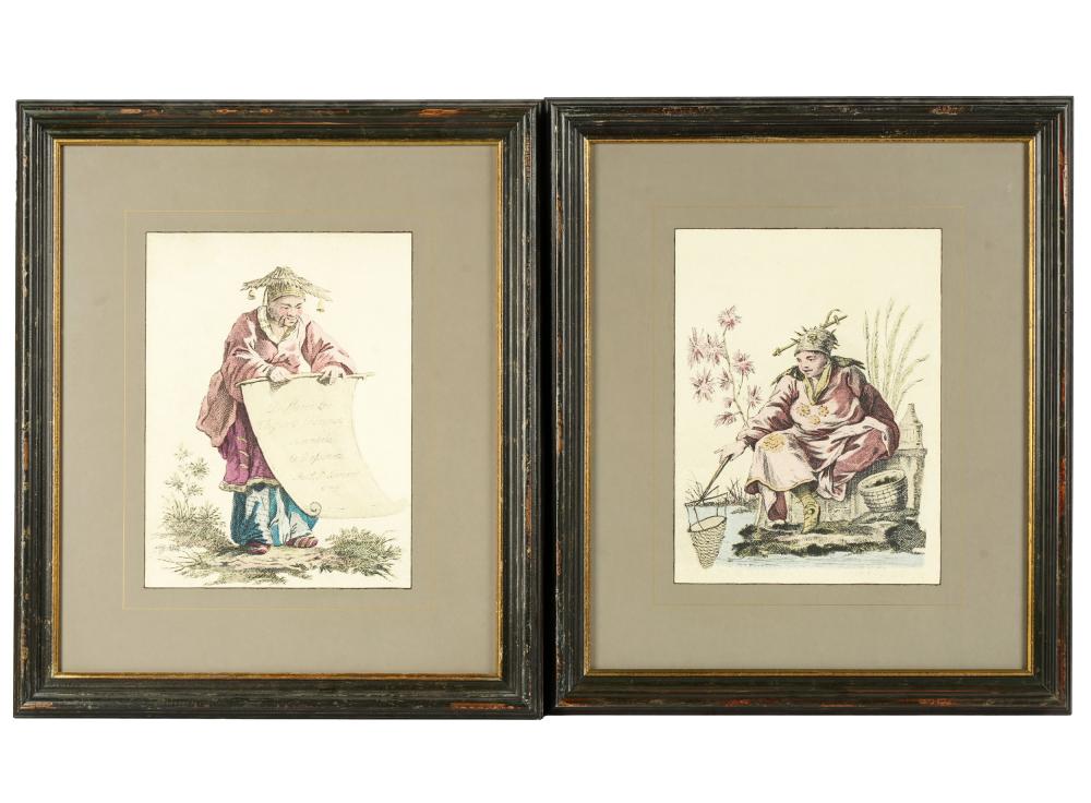 Appraisal: PAIR OF PRINTSeach depicting a Chinese figure framed under glass