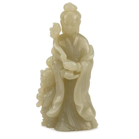 Appraisal: Chinese White Jade Figure of Guanyin Estimate -