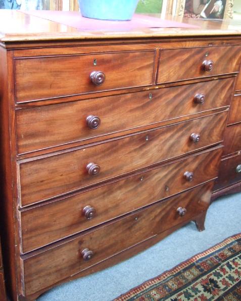 Appraisal: A th century mahogany chest of drawers two short and