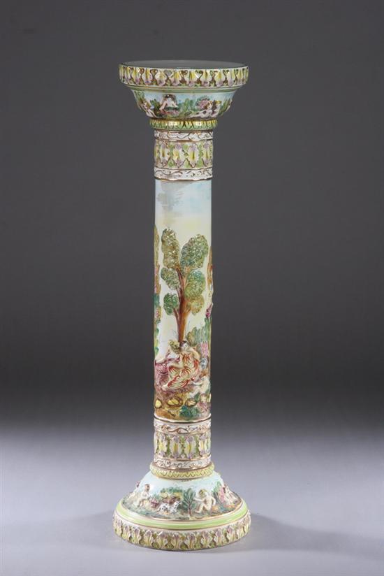 Appraisal: CAPODIMONTE PEDESTAL th century Continuous figural landscape scenes decorated in