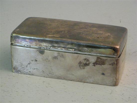 Appraisal: George V silver cigarette box Birmingham