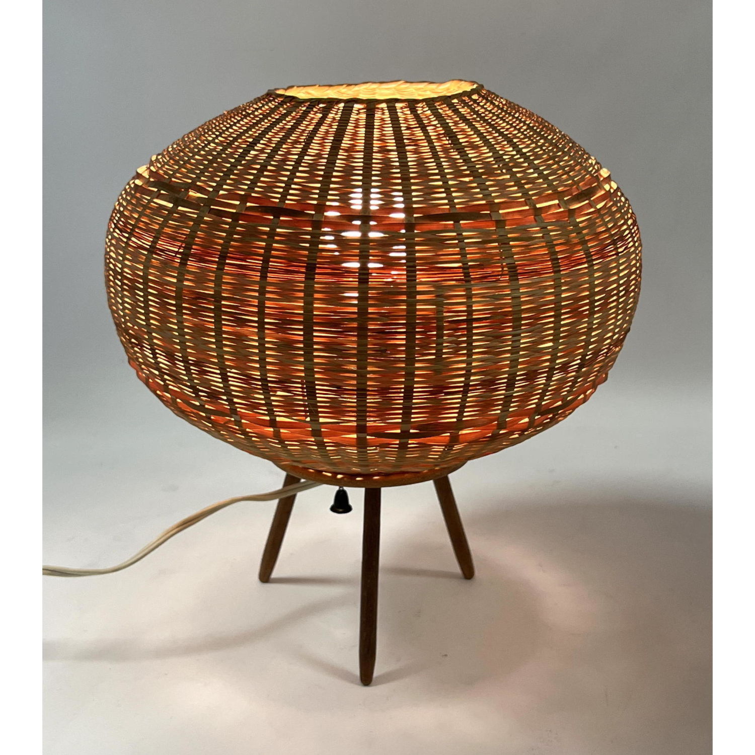 Appraisal: Small Japanese Wicker Tripod Table Lamp Dimensions H inches W