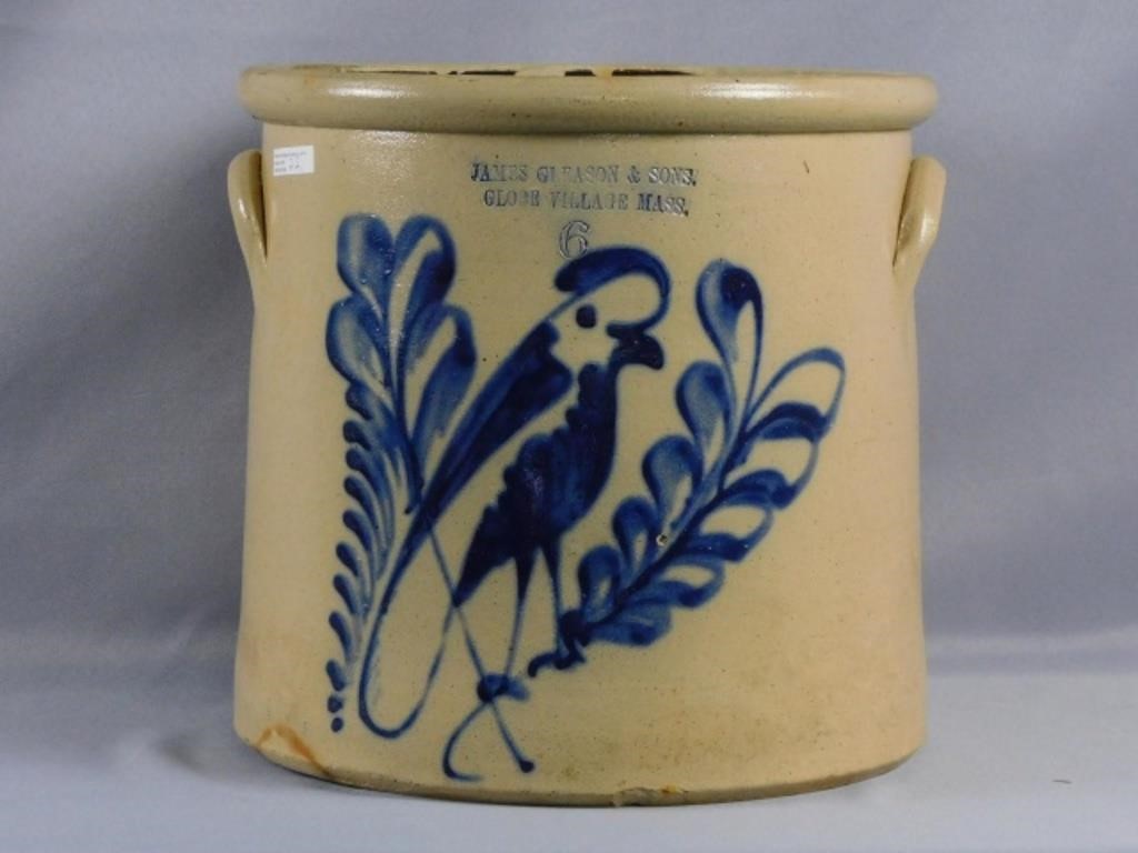 Appraisal: PAINTED STONEWARE CROCK TH C GALLONS MADEby James Gleason Sons