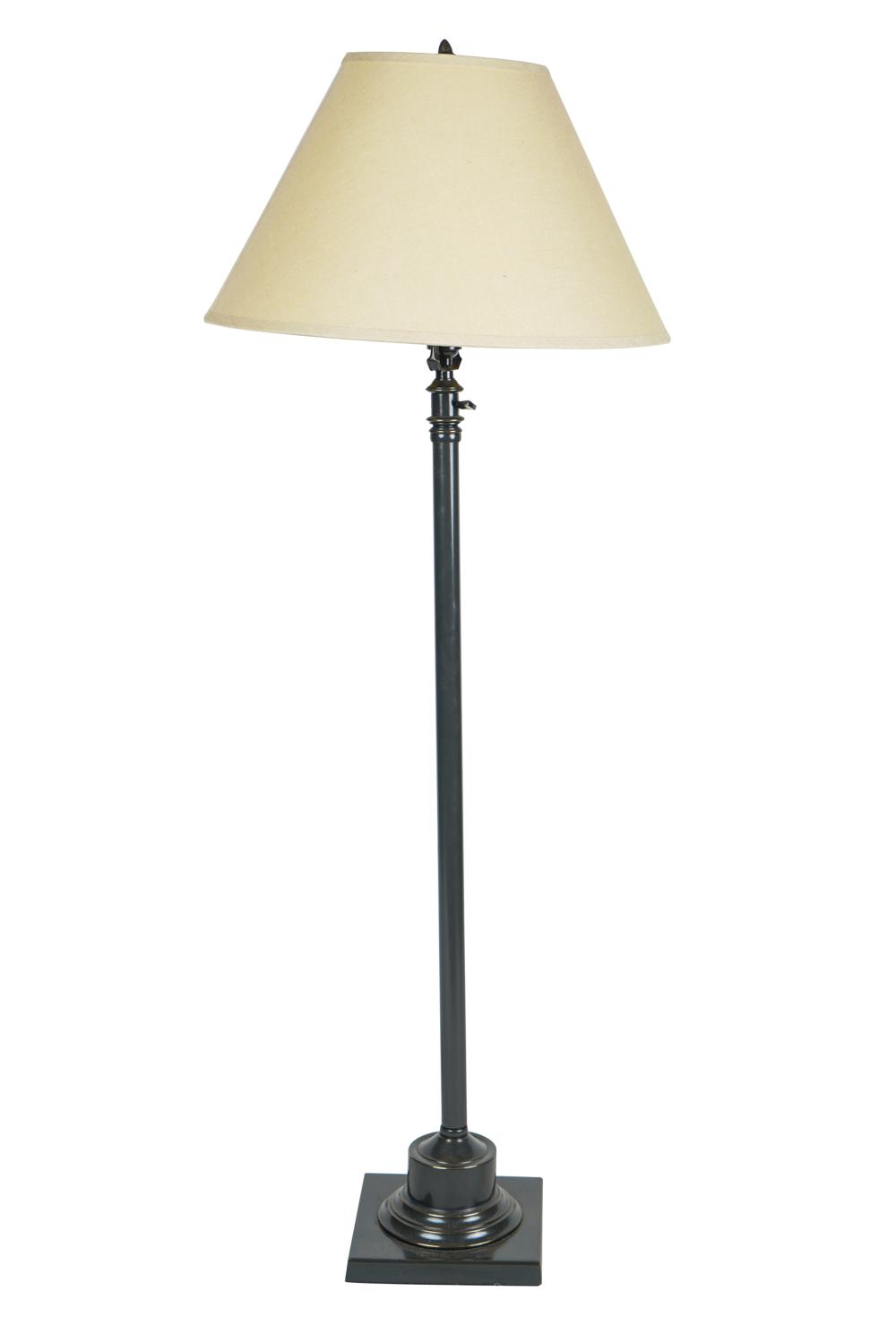 Appraisal: RESTORATION HARDWARE METAL FLOOR LAMPwith off-white linen shade inches high