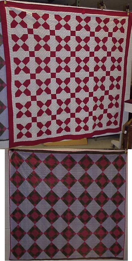 Appraisal: Two pieced cotton patchwork quilts both hand quilted one red