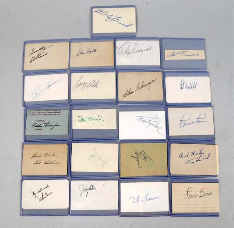 Appraisal: Lot of Vintage Signatures on Cards Paper Includes signatures from