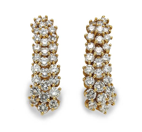 Appraisal: A pair of diamond cascade earrings unsigned attributed to Kurt