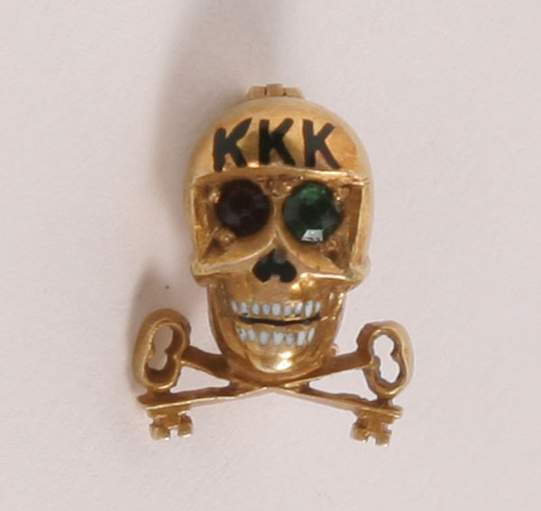 Appraisal: KKK Ku Klux Klan skull and cross key pin impressed