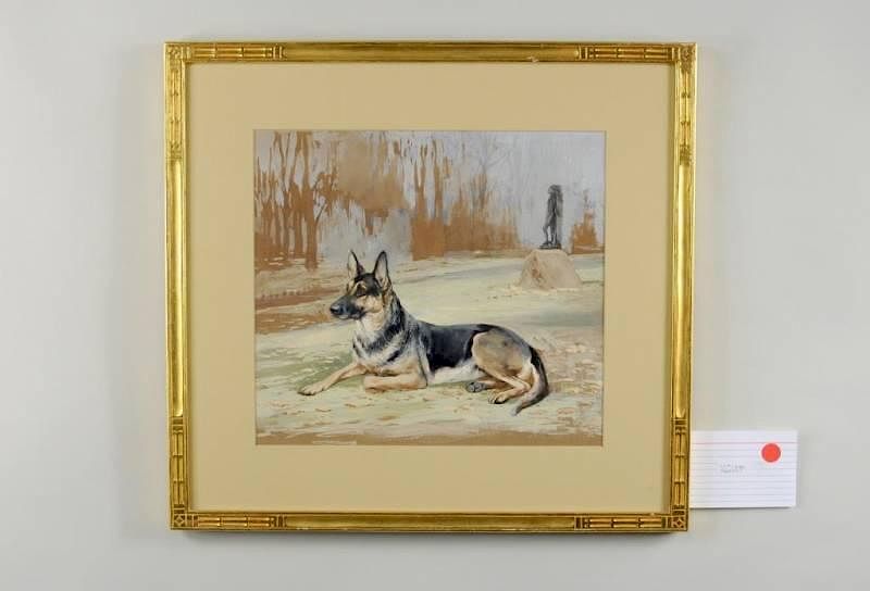 Appraisal: R W Binks Portrait of German Shepard Watercolor Reuben Ward