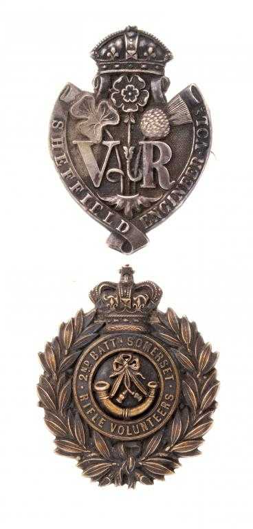 Appraisal: VOLUNTEER FORCE two cap badges SHEFFIELD ENGINEER VOLS die stamped