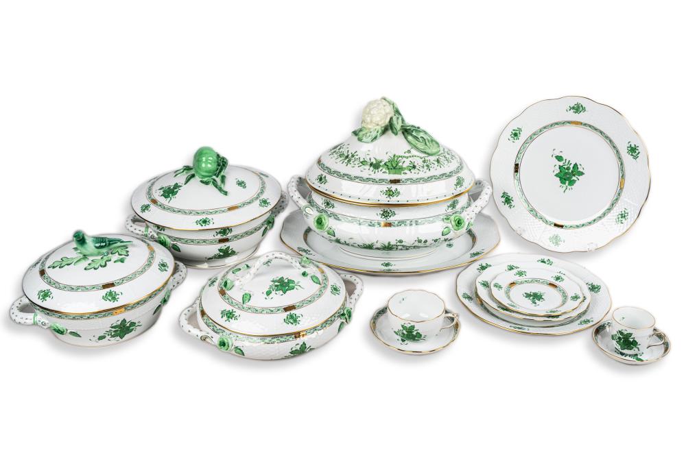 Appraisal: HEREND PORCELAIN SERVICE'Chinese Bouquet Green' modern printed factory marks an