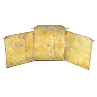 Appraisal: A Japanese Gilt-Silver Three-Panel Table Screen Decorated to all sides