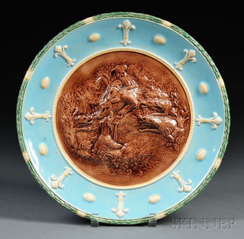 Appraisal: English Majolica Charger c likely George Jones with high relief